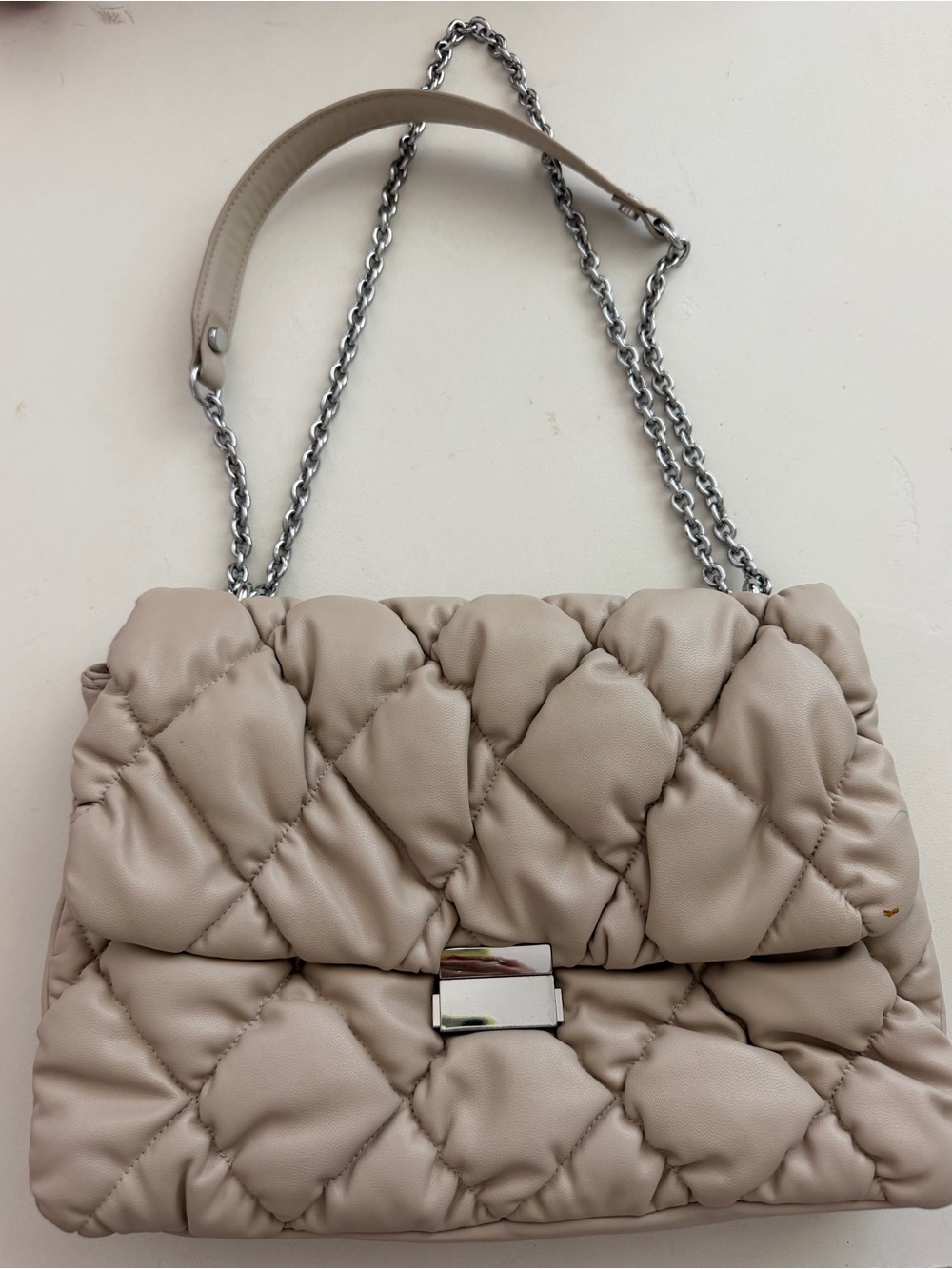 H&M beige Puffer Chain Shoulder Bag